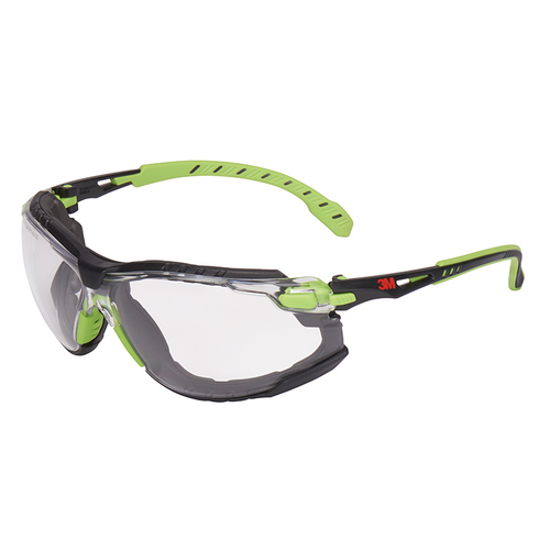 3M Solus 1000 Series Scotchguard Safety Glasses with Anti-Fog Clear Lens - Green/Black